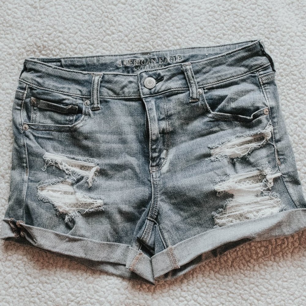 Ripped jean shorts